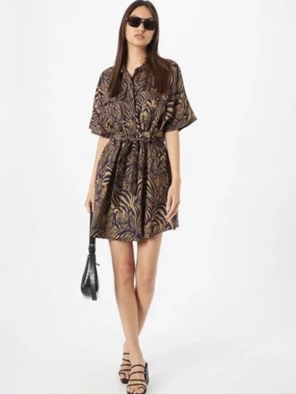 NWT Banana Republic linen Zebra print utility shirt dress size M